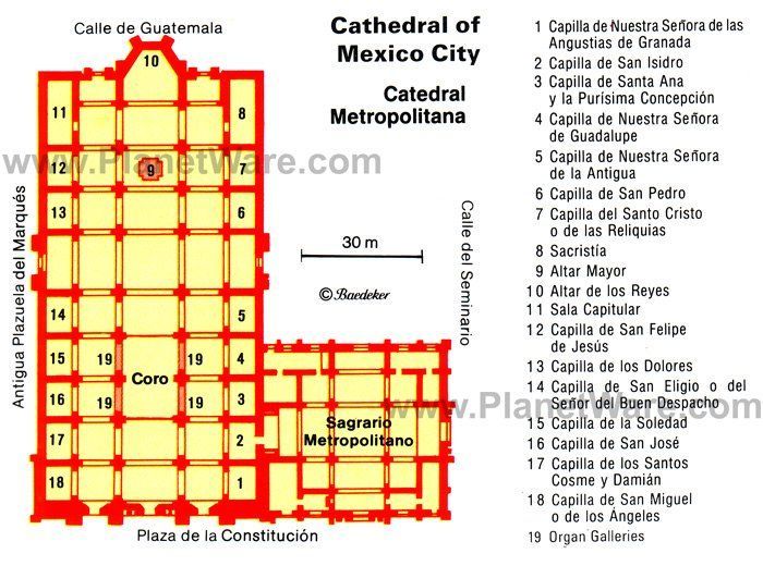 16 cosas que ver en Ciudad de México, Guía de Viaje 5 Catedral de la Ciudad de México (Catedral Metropolitana) - Plano de la planta