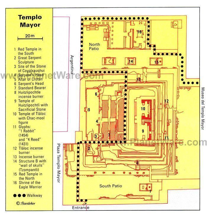 16 cosas que ver en Ciudad de México, Guía de Viaje 3 Templo Mayor - Mapa de planta