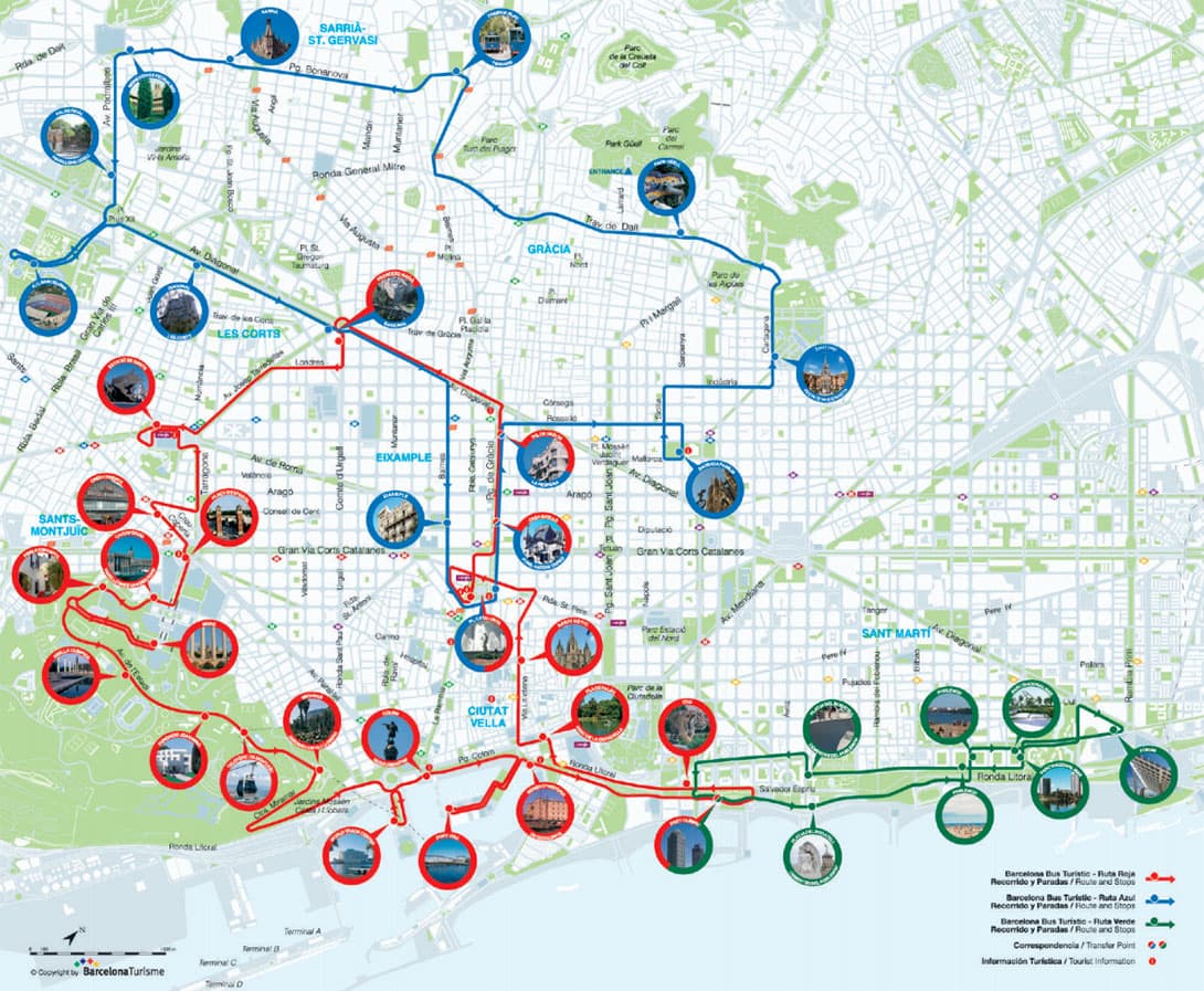 ¿Cuál es el mejor bus turístico de Barcelona? Todo AQUÍ 3 mapa rutas bus turístico Barcelona 3 líneas