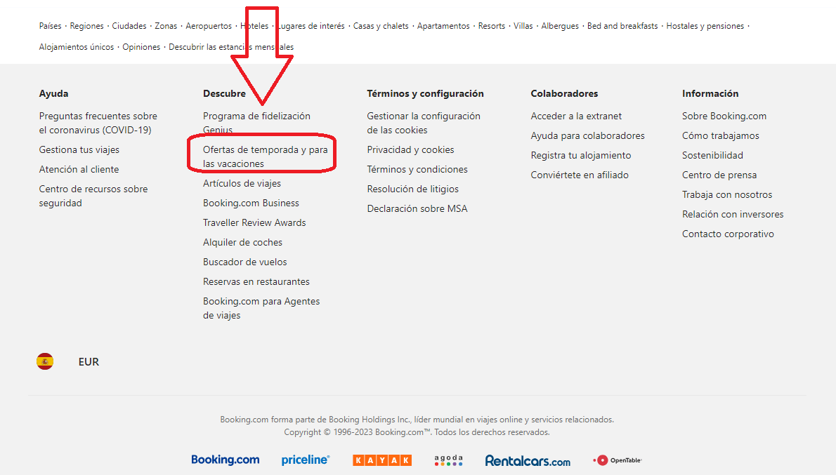 6 Trucos Infalibles para Reservar en Booking Hoteles Baratos 4 La sección de para encontrar ofertas de última hora en booking y ofertas de temporada la encontrarás al final de la misma pagina web.